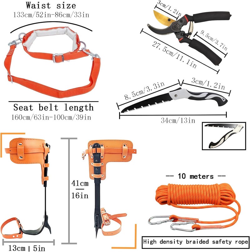 timiland Tree Climbing Spikes Set,Tree Climbing Gear，Rock Climbing Kit with Professional Accessories,Adjustable Length Design,Alloy Steel Pole,Hunting and Observation, for Climb,Fruit Picking - Image 2